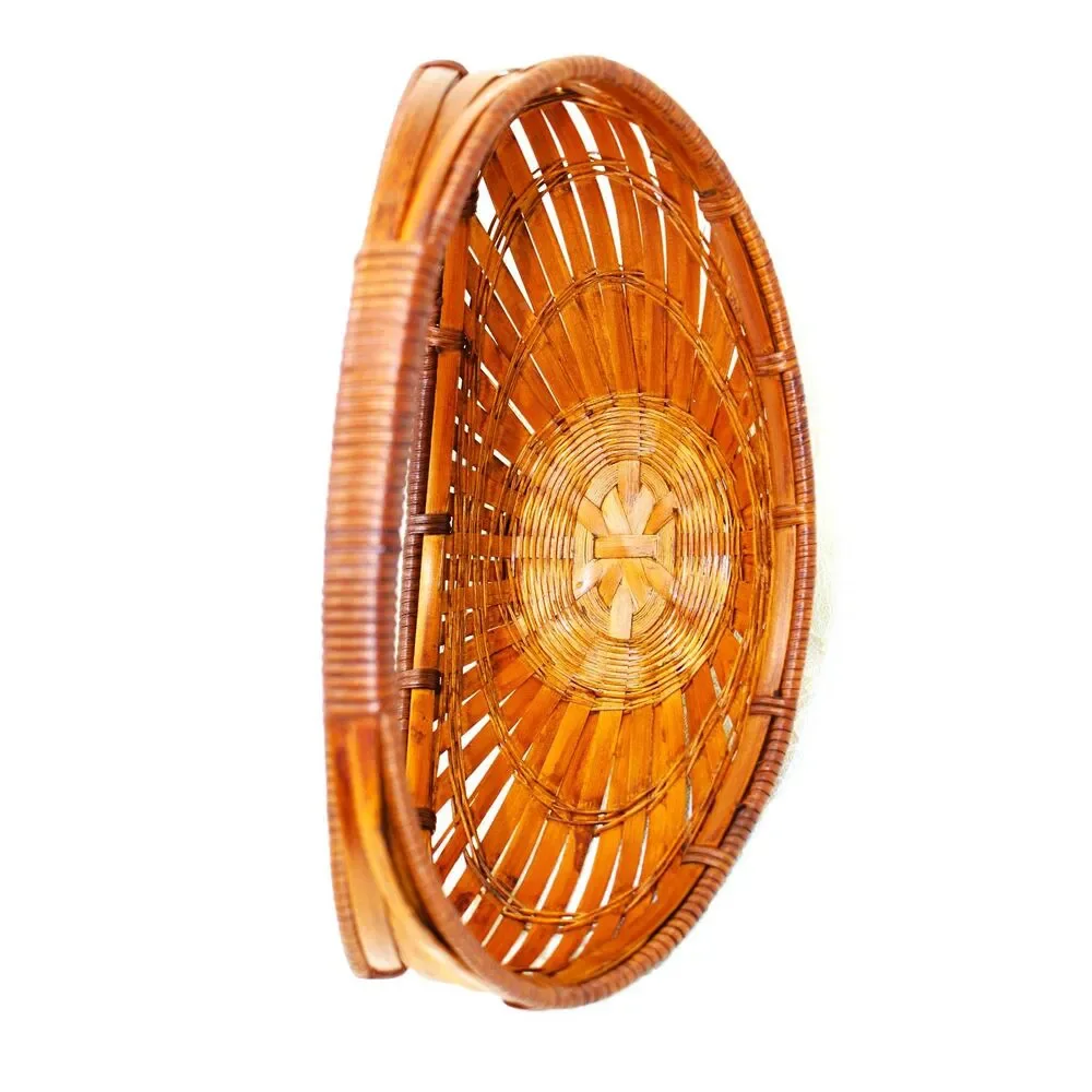 Beautiful VTG Wrap a Round Japanese Flower Basket~ I Clear Coated it WoW!